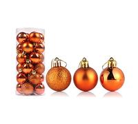 HshDUti Lot de 24 boules de Noël incassables à suspendre pour sapin de Noël, vacances, mariage, décoration d'intérieur, festival, cadeaux de Noël, orange, 8 cm, 8cm