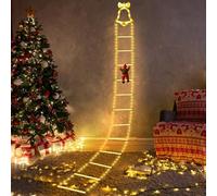HshDUti Lumières de Noël en forme d'échelle de 3 m avec Père Noël - 338 DEL d'extérieur alimentées par USB avec minuteur, fonction mémoire, 8 modes d'éclairage échelle pour décoration de Noël