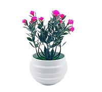 HshDUti Mini plantes artificielles en pot - Plantes décoratives en plastique - Pour la maison, le bureau, le salon, la chambre à coucher, la décoration intérieure ou extérieure - Rose