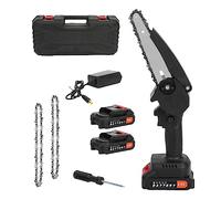 HshDUti Mini tronçonneuse sans fil, 650 W, alimentation par batterie, petite scie à chaîne portable de 15,2 cm avec 2 piles rechargeables, scie à élaguer, coupe-branche, outil de jardin électrique