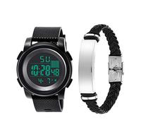 HshDUti Montre de sport numérique pour homme avec écran LED, grand cadran militaire, étanche, décontracté, lumineux, chronomètre, alarme, simple montre militaire avec bracelet blanc