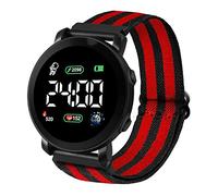 HshDUti Montre électronique LED avec bracelet élastique multifonction - Cadran rond - Affichage de l'heure/de la date - Bracelet tressé - Montre numérique avec rétroéclairage LED pour adolescents,