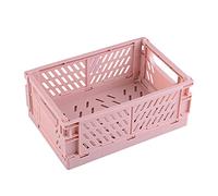 HshDUti Panier de rangement pliable en plastique pour le bureau, la maison, la cuisine - Organiseur pour étagères, jouets, vêtements, papeterie, cosmétiques, rose - S