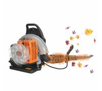 HshDUti Souffleur de feuilles de sac à dos à essence 63 cc, 2 temps, refroidi par air, souffleur de feuilles alimenté par gaz, 6800 tr/min, volume d'air de 665 CFM, souffleur à neige pour l'entretien