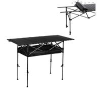 HshDUti Table de pique-nique portable pliable d'extérieur avec grand organisateur de rangement et sac de transport, table de plage portable enroulable en aluminium, table de camping pour intérieur et