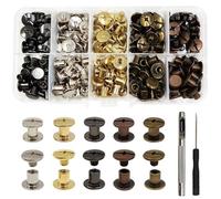 Hshenjhu 150 Pièces Vis Chicago, Vis de Reliure Binding Screws, kit de Rivets pour Cuir Cruciforme, Comprend un Tournevis et un Poinçon de 4 MM, 5 Couleurs, pour Livre, Album Photo, Ceinture en Cuir