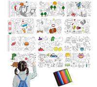 Hshenjhu 2 Pièces Rouleau de Coloriage pour Enfants, 30 X 300 cm Papier Dessin pour Enfant, Papier Dessin Nappe à Colorier pour Enfants avec 12 Crayons de Couleur, pour Garçons et Filles