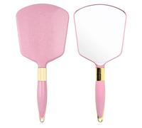 Hshenjhu Miroir Main, Miroir Maquillage Carré avec Poignée, Rose | Rétroviseur à Main Confortable, Rétroviseur Portable Professionnel, pour Salle de Bain, Bureau, Maquillage, Beauté