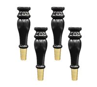 HSIRYAOHD Lot de 4 pieds de meubles en bois massif avec manchon en laiton - Pieds de rechange pour canapé, lit, armoire, chaise, canapé - Noir