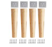 HSIRYAOHD Lot de 4 pieds de meubles en bois massif avec plaque de montage et vis pour canapé, armoire, armoire, table de chevet