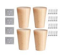 HSIRYAOHD Lot de 4 pieds de meubles en bois massif avec plaque de montage et vis pour canapé, armoire, armoire, table de chevet