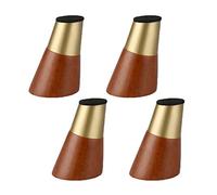 HSIRYAOHD Lot de 4 pieds de meubles en bois massif - Cône oblique - Pieds de table de rechange pour canapé, lit, armoire, chaise, canapé - Avec manchon en laiton - Carré M