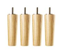 HSIRYAOHD Lot de 4 pieds de meubles en bois massif conique pour canapé, lit, armoire, chaise, canapé, fil M8, taille S