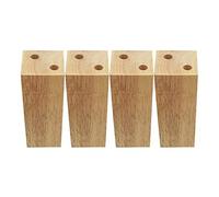 HSIRYAOHD Lot de 4 pieds de meubles en bois massif pour canapé, lit, armoire, chaise, canapé, bloc de bois carré, couleur bois
