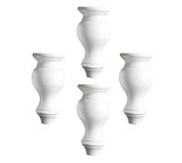 HSIRYAOHD Lot de 4 pieds de meubles en bois massif pour canapé, lit, armoire, chaise, canapé, bureau, blanc