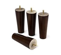 HSIRYAOHD Lot de 4 pieds de meubles en bois massif pour canapé, lit, armoire, chaise, canapé - Filetage M10 - Noyer