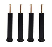 HSIRYAOHD Lot de 4 pieds de support de lit réglables en métal - Pieds de lit carrés en acier - Silencieux et solide - Accessoires de cadre de lit - Noir