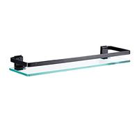 HSIRYAOHD Supports d'étagère de Salle de Bain en Verre trempé avec Supports muraux Robustes de 50 cm, Noir