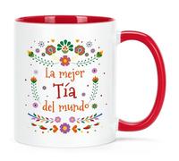 HSIRYAOHD Tasse à café La Mejor Tia Del Mundo pour tante, tante, cadeau de nièce, cadeau d'anniversaire pour Tia, 325 ml en Céramique, 11 OZ, Réutilisable, MUG, Maison