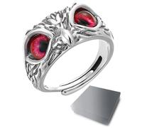 HSIXHAF 1 PCS Bague Hibou, Bague hibou grand-duc, ouverture réglable, Bagues pour femmes et filles, yeux rouges, Wednesday, avec coffret cadeau noir