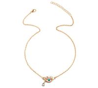 HSIXHAF 1 pcs Collier Cristal Oeil Turc Nazar en Cristal Fait Main,Mauvais œil Collier Bracelet Ensemble pour Femme, Saphir Résine Oeil Bleu Pendentif Pierre Perles Fait Main Protection Mal Bijoux-Or