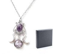 HSIXHAF 1 pcs de Collier de Trois déesses de la Lune, Collier d'améthyste, Collier de bénédiction la mythologie Grecque Antique, Cadeau pour Femme, Petite Amie, mère, Petite-Fille, Amie.
