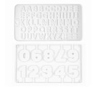 HSIXHAF 2 pcs chiffre lettre moule pour gâteaux, cake topper chiffres silicone 0-9, A-Z, DIY, réutilisable, pour pâtisseries, boulangeries, pâtisserie maison, blanc