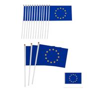 HSIXHAF 20 pcs Mini drapeau à main l'Union européenne,Drapeau de pôle miniature UE,Drapeaux des UE,Mini Drapeaux UE,pour événements sportifs Memorial Day et célébrations nationales,14X21cm