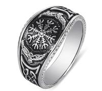 hsiyyecg Bague rétro nordique viking runique boussole vegivisir pour homme, bague magique triskel iskélande, runique, futhark runes, portée nordique bijoux nordiques (12)