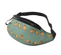 HSJFS Flamingo Oiseau Rond Feuilles Imprimées Mode Sac de Taille Réglable Sac de Taille Pochette Casual Poitrine Sac, Carlin de yoga, Taille unique