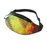 HSJFS Sac banane de sport décontracté imprimé crâne de taureau, Orange Softball Baseball On Fire And Water, Taille unique