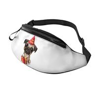 HSJFS Sac banane tendance imprimé batteur ceinture réglable sac de poitrine décontracté, Adorable chiot carlin avec inscription « Happy Birthday », Taille unique