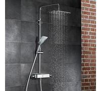 HSK AquaSwitch Softcube Thermostat, tablette : verre noir, -08, 1001980-KB14-08, Exécution: avec pomme de douche Softcube super-plat, 550x350x2mm