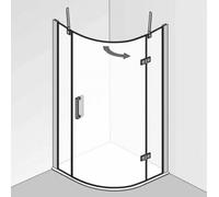 HSK Atelier Plan Douche ronde en 3 parties, dimensions : 100,0 cm x 100,0 cm x 200,0 cm, charnière à droite, 17538100550-R41-50edelglas, Cabines de douche: Aspect chromé : ESG clair avec verre précieu