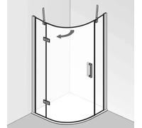 HSK Atelier Plan Douche ronde en 3 parties, dimensions : 80,0 cm x 80,0 cm x 200,0 cm, butée gauche, rayon 550 mm, 17538080550-L68-50, Cabines de douche: Noir mat : ESG clair