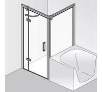 HSK Atelier Plan Plan panneau latéral raccourci pour porte tournante/pliante, dimensions : 80,0 cm x 200,0 cm, butée droite/gauche (tournante), 17918080--68-120, Cabines de douche: Noir mat : Verre vé