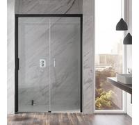 HSK Atelier Plan Plan Porte coulissante 2 vantaux, élément fixe à droite, dimensions : 100,0 cm x 206,0 cm, 17228100-R-68-50edelglas, Cabines de douche: Noir-mat : ESG clair avec verre noble