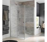 HSK Atelier Plan porte pliante entrée d'angle en 4 parties, dimensions : 75,0 cm x 80,0 cm x 200,0 cm, 17288011-41-120, Cabines de douche: Aspect chromé : Verre véritable TwinSeal