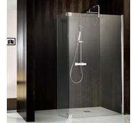 HSK Atelier Walk In élément avant avec panneau latéral mobile, dimensions : 140(c) x 35(b) x 200 cm, version droite, 1727140-R-41-50edelglas, Cabines de douche: Aspect chromé : ESG clair avec verre pr