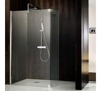 HSK Atelier Walk In élément avant avec panneau latéral mobile, dimensions : 90(c) x 35(b) x 200,0 cm, version gauche, 1727090-L-41-50, Cabines de douche: Aspect chromé : ESG clair