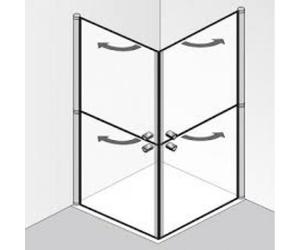 HSK Cabine de douche d'angle exclusive HSK avec portes tournantes et éléments divisés, 75x75cm, hauteur : 200cm, 423010-ST-50edelglas, Cabines de douche: Couleurs standard : ESG clair avec verre préci