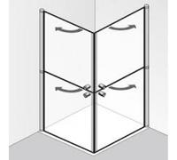 HSK Cabine de douche d'angle Exklusiv avec portes tournantes et éléments divisés, 90x90cm, hauteur : 200cm, 423018-SO-50, Cabines de douche: Couleurs spéciales : transparent ESG