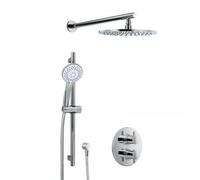 HSK Ensemble de douche 1.25 rond, avec support mural droit, chromé, 1002125-RKB7-KB4, Exécution: avec pomme de douche ronde, plate, Ã300 mm, hauteur 8mm