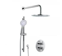 HSK Ensemble de douche 1.25 rond, avec support mural rond courbe, chromé, 1002125-KB11, Exécution: avec douchette de tête ronde, super-plate, Ã300 mm, hauteur 2 mm
