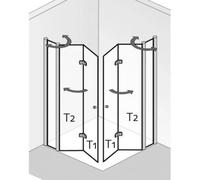 HSK Exklusiv entrée d'angle avec portes pliantes sur le côté, dimensions : 100 x 100 x 200 cm, 428019-SO-50, Cabines de douche: Couleurs spéciales : transparent ESG