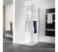 HSK Exklusiv panneau latéral pour porte tournante, dimensions : 100 x 200 cm, y compris porte-serviettes, 430100-ST-50, Cabines de douche: Couleurs standard : transparent ESG