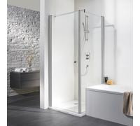HSK Exklusiv porte à charnières pour panneau latéral pivotant, dimensions : 80 x 200 cm, charnière de porte : gauche, 402080-L-01-50edelglas, Cabines de douche: Alu-argent mat : ESG clair avec verre n