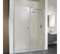HSK Exklusiv porte tournante pour niche, en 2 parties, dimensions : 120 x 200 cm, butée à charnière à gauche, 414120-L-01-50edelglas, Cabines de douche: Alu-argent mat : ESG clair avec verre noble