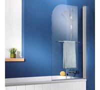 HSK Exklusiv Support de baignoire, 1 pièce, avec porte-serviettes, dimensions : 75 x 140 cm, butée droite, 406175-R-41-50, Cabines de douche: Aspect chromé : ESG clair