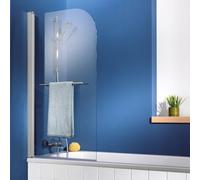 HSK Exklusiv Support de baignoire, 1 pièce, avec porte-serviettes, dimensions : 75 x 140 cm, butée gauche, 406175-L-01-50edelglas, Cabines de douche: Alu-argent mat : ESG clair avec verre noble